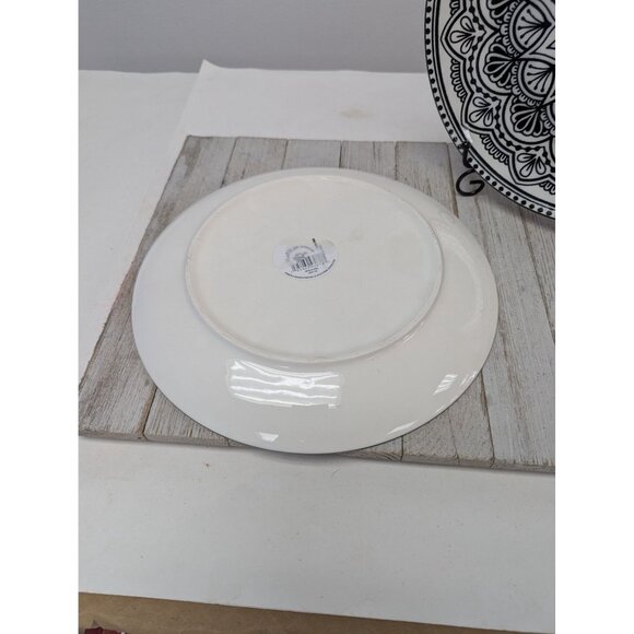 Royal Norfolk Black White Set Of 2 Mediterranean Dinner Plates 10 1/2" - Picture 4 of 6